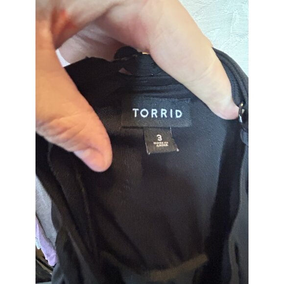 Torrid 3 (3X) Black Midi Mesh Ruffle Surplice Dress Cocktail Party - Picture 9 of 11